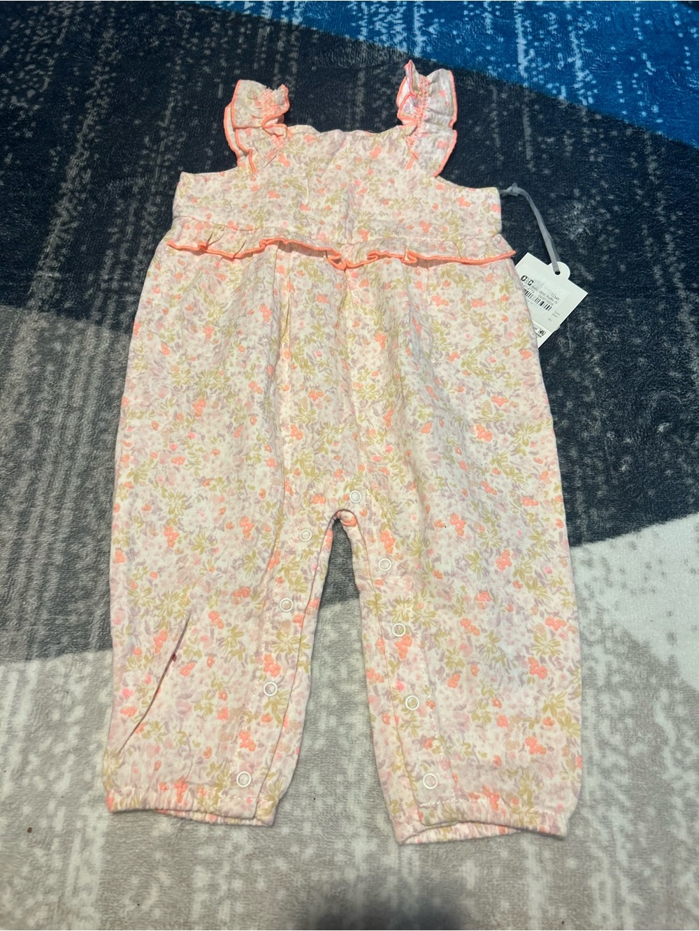 cloud island Floral Pink & Peach Ruffle Romper